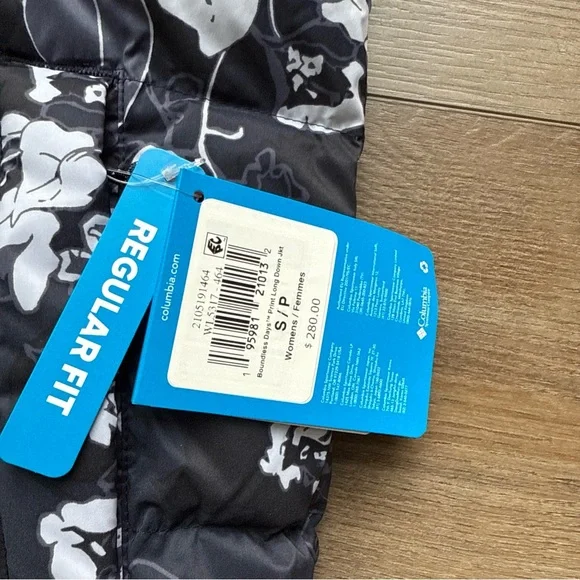 Women’s Size Small Columbia Boundless Days Print Long Down Jacket Blue Floral - Picture 6 of 9